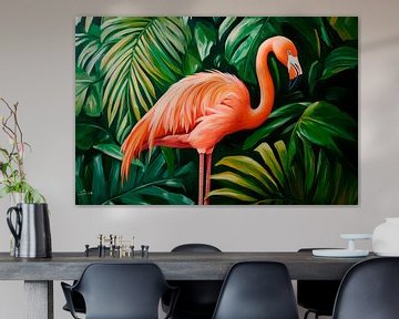 Flamingo in de jungle van Poster Art Shop