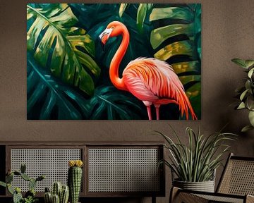 Flamingo in de jungle van Poster Art Shop