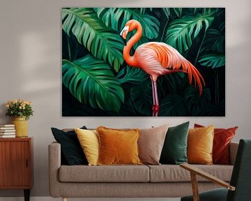Flamingo in de jungle van Poster Art Shop