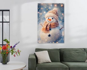 Sneeuwpop wintermagie van Poster Art Shop