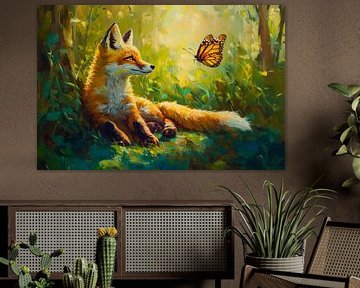 Renard et papillon sur Poster Art Shop