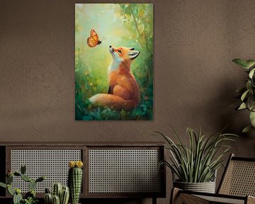 Renard et papillon sur Poster Art Shop