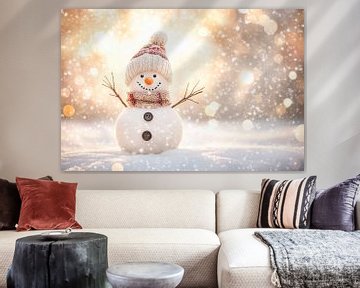 Sneeuwpop wintermagie van Poster Art Shop