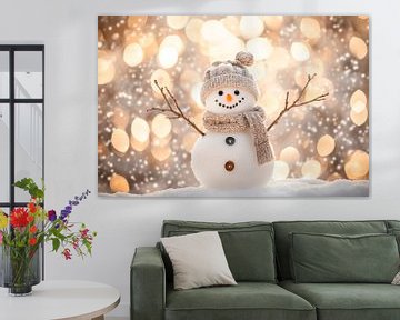 Sneeuwpop wintermagie van Poster Art Shop