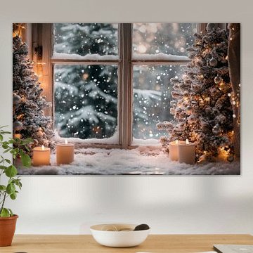 Vue hivernale de la fenêtre sur Poster Art Shop