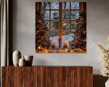 Kerstsfeer etalage van Poster Art Shop