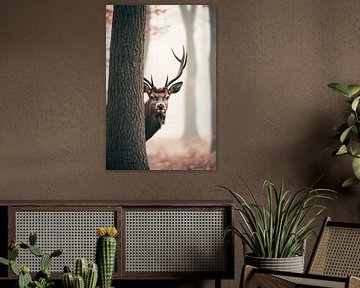 Herten in het bos van Poster Art Shop