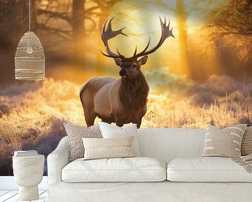 Deer in the morning light by Poster Art Shop