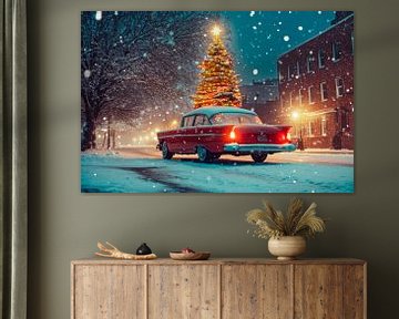 Kerstauto sneeuw van Poster Art Shop