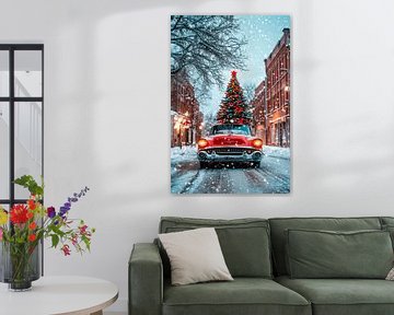 Kerstauto sneeuw van Poster Art Shop