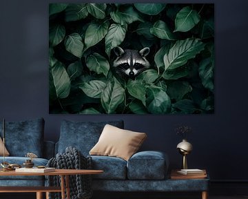 Raccoon in the leaves by Poster Art Shop