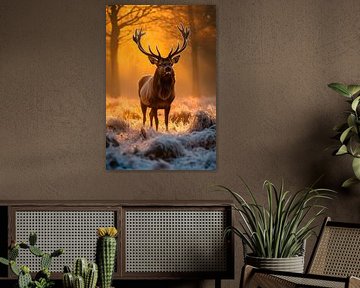 Deer in the morning light by Poster Art Shop