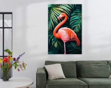 Flamingo in de jungle van Poster Art Shop