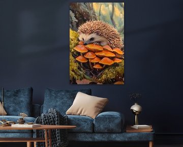 Egels en paddenstoelen van Poster Art Shop