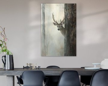 Herten in de mist van Poster Art Shop