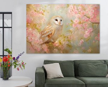 Kerkuil bloemenmagie van Poster Art Shop