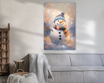 Sneeuwpop wintermagie van Poster Art Shop