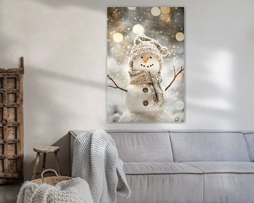 Sneeuwpop in de winter van Poster Art Shop