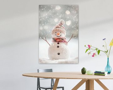 Sneeuwpop vreugde van Poster Art Shop