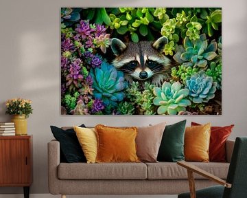 Waschbär im Grün von Poster Art Shop