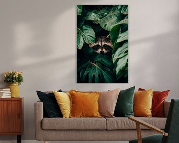 Raccoon in the foliage by Poster Art Shop