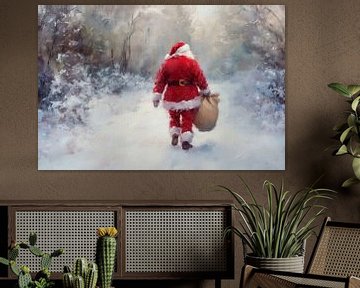 Reizende kerstman van Poster Art Shop