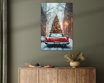 Kerstboom auto van Poster Art Shop