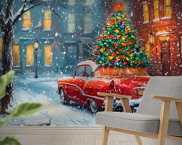 Christmas car snow by Poster Art Shop