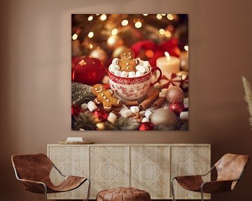 Mok met magische kerstverlichting van Poster Art Shop