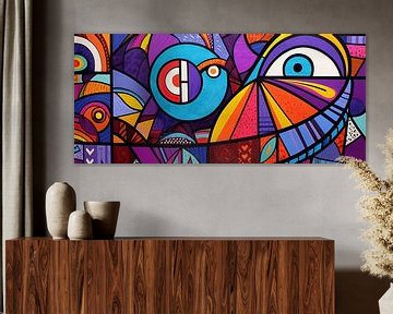 Schilderij Abstracte Vissen | Visuele Symfonie in Stijl van ARTEO Schilderijen