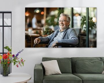 Oude gelukkige man in rolstoel in bejaardentehuis van Animaflora PicsStock