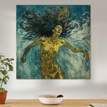 Goldene Tänzerin in Bewegung