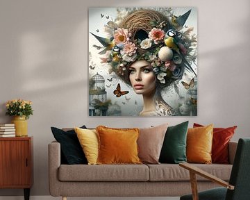 Vrouw met een vogelnest van Dennisart Fotografie