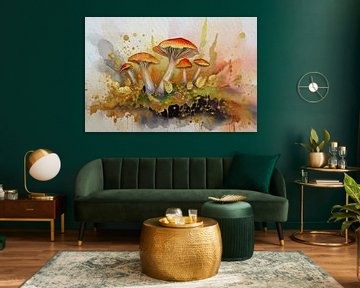 Paddenstoelen: Herfstkleuren in goud - 2 van Studio Pieternel