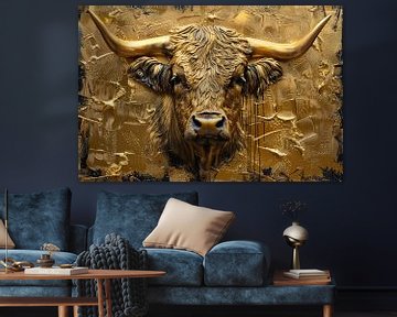 Golden Highlander - Majestic Luxury - Cow by Eva Lee