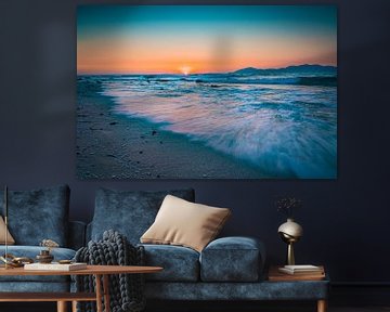 Sunset with waves on the beach of Kos by Marcus Beckert