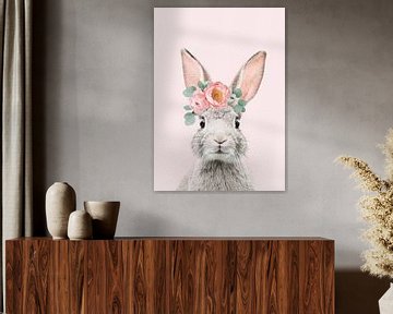 Flower crown bunny pink