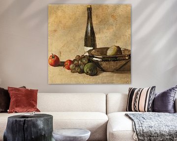 Kurt Schwitters - Nature morte avec bouteille de vin et fruit sur Peter Balan