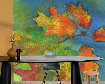 Colourful autumn leaves of an oak tree