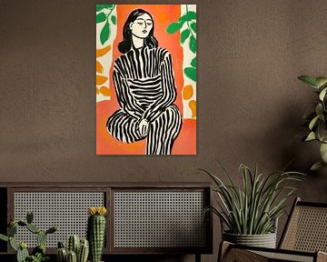 Dromende vrouw in gestreepte look Geïnspireerd door Matisse van Frank Daske | Foto & Design