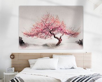 Japans landschap schilderij: Uitbundig bloeiende kersenbloesem van Studio Pieternel