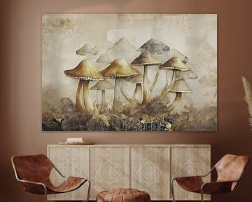 Paddensstoelen - Gedempte herfstkleuren met structuren van Studio Pieternel