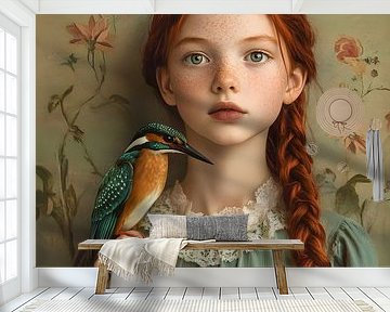 Mädchen mit Eisvogel Portrait