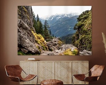 Vue des paysages de montagne Silberkarklamm Autriche en automne sur Esmé Gernette