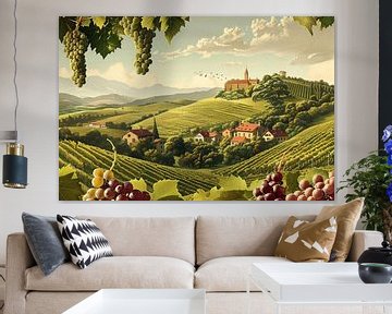 Impressionistische wijngaard met druiven van Art & Soul Creations