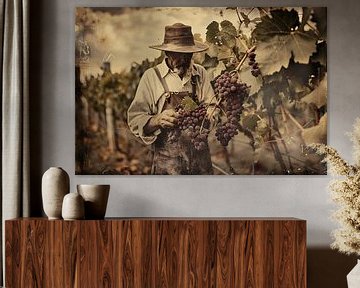 Oude wijnboer verzorgt zijn druiven van Art & Soul Creations