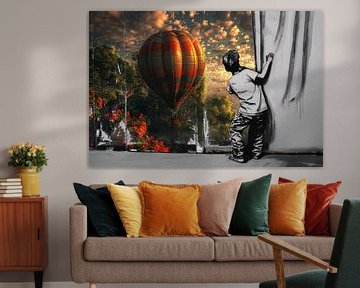 Jongen reikt naar kleurrijke luchtballon van Art & Soul Creations