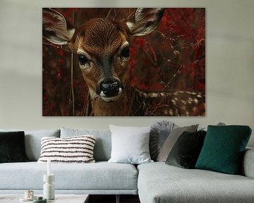 Jong hert verborgen tussen herfstbladeren van Art & Soul Creations