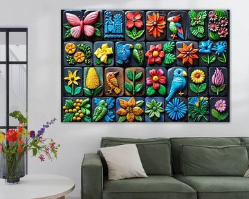 Kleurrijke Bloemen en Vogels in Kunstvorm van Art & Soul Creations