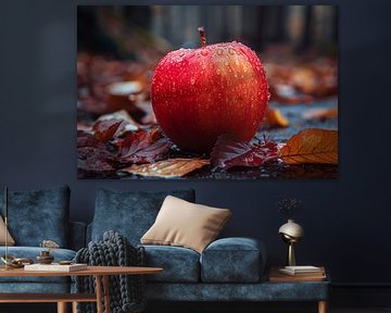 Roter Apfel, bedeckt mit Tau im Herbst von Art & Soul Creations